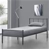 [en.casa] Struttura Letto Singolo in Acciaio con Testiera e Pediera Letto Minimalista a 1 Piazza 90x200 cm con Rete a Doghe per Ragazzi Adulti - Grigio Scuro Opaco