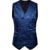 DAIHAN Paisley Gilet Uomo Gilet da Abito Giacca Panciotto Floral Jacquard con Scollo A V Doppiopetto Slim Fit Elegante Vestito Giacca per L'Ufficio O Matrimonio,Blu,M