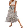 Generic Gonna da donna boho estiva lunga gonna elastica a pieghe abito da spiaggia maxi gonna, bianco, L