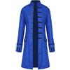BIISDOST Giacca vintage da uomo - cappotto gotico, uniforme per Halloween, costume oversize, stampa a maniche lunghe, colletto alto, alla moda, per smoking, per feste, trench, Blu, XXL