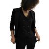 Leader of the Beauty Set da donna 3 pezzi per ufficio da donna con risvolto e smoking, Nero , L