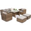 Mobili da giardino in rattan Roma Apetito 5 + 2 pouf Garden Point marrone