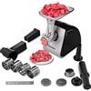 Nictemaw 2000W Multifunzione Tritacarne Macchina da Cucina, Elettrico Tritatutto di Verdure, con 3 Dischi Forati, 4 Lama a Cono, Riempitrici di Salsicce e Accessori per Dolci