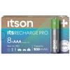 ITSON, batterie ricaricabili AAA, pacco da 8, PRO, ad alta capacità 930 mAh, imballagio ecologico con il 95% di materiali riciclati, Made in Japan, pile pre-caricate