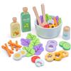 Woet® Set Sushi Giocattolo in Legno per Bambini - Cibo Giocattolo con Sushi, Salsa di Soia e Wasabi - Include Bacchette e Tagliere da Portata - Gioco di Ruolo per Cucina - A Partire da 3 Anni