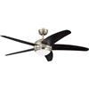 Westinghouse Lighting Ventilatore da soffitto Bendan 72557 132 cm con luce singola e cinque pale, finitura cromata satinata con vetro opalino satinato [classe energetica G]