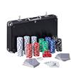 Relaxdays Valigetta Poker, 300 Chips Laser, 2 Mazzi di Carte, 5 Dadi, Dealer, Richiudibile & Portatile, Alluminio, Nero