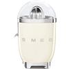 Smeg, Spremiagrumi Elettrico CJF11CREU, Spremitura a Pressione Manuale, Beccuccio Antigoccia e Cono Universale, Base Antiscivolo, Avvolgicavo Integrato, 70W, Panna