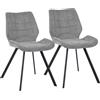 Shally Dogan Set 2 Sedie per Sala da Pranzo con Piedi in Acciaio Nero e Seduta e Rivestimento in Tessuto Grigio, Sedia Ergonomica Design Nordico, Poltrona Ideale per Cameretta, Cucina, Ufficio