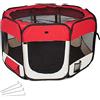 BAKAJI Box Recinto Grande Tenda Pop-UP per Cagnolini Cuccioli e Piccoli Animali, Cuccia Pieghevole Salvaspazio da Viaggio, Recinzione per Animali, 125 x 125 x 64 cm, per Interno ed Esterno (Rosso)