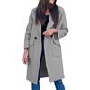 RENYIN Lungo donna Trench Coat risvolto cappotto tinta unita casual Outwear classico inverno caldo giacche, Grigio, 3XL