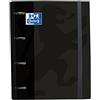 Oxford, Raccoglitore a 4 anelli A4+ con copertina extra con gomma. Include griglia di ricambio 5 x 5. Colore nero