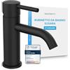 Bächlein - Rubinetto per bagno Susara con erogatore curvo, miscelatore monocomando di design con cartuccia in ceramica duratura e set di montaggio, rubinetto da bagno nero opaco
