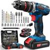 FAHEFANA Avvitatore a Batteria, 21V Trapano con 2 2.0Ah Batteries, 45Nm Trapano a Percussione, 25+3 Coppie, LED Luce, 2 Velocità, 29 Accessori, Per Casa Progetto Drill