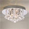 A1A9 Lampadario di cristallo moderno da incasso, plafoniere cromate rotonde a goccia di cristallo K9, lampada a sospensione a LED per soggiorno, sala da pranzo, camera da letto D35cm (4 Luci)