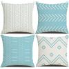 DWDC Fodere per cuscini Farmhouse, set di 4 federe quadrate patchwork blu, 60 x 60 cm per divano, sedia, camera da letto, arredamento moderno, casa, ufficio, giardino