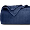 PHF Coperta in 100% cotone a nido d'ape, 130x150 cm, morbida e leggera, per adulti e bambini, perfetta coperta per divano, divano, taglia singola/da viaggio, blu navy
