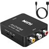 Lerkely Adattatore RCA a HDMI, Convertitore da AV a HDMI Supporto Pal/NTSC per PC/Laptop/Xbox/PS4/PS3/TV/STB/VCR Telecamera Dvd