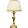 Generico LUCECLASS C543 Lampada da comodino classica artigianale da tavolo ottone satinato con paralume in misto seta plissettato avorio camera da letto hotel.
