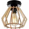 Light Home LH Light-Home Timber Lampadario a Sospensione - Lampadario Industriale per Soggiorno Camera da Letto e Cucina - Lampade a Sospensione in Metallo e Legno con Paralume Moderno - Trapezio