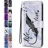 ACOVER Custodia Portafoglio per iPhone 7 8 SE 2020 6S 6 Flip Cover in Pelle a Libro Modello Wallet Case per Donna Ragazza Uomo - Piuma