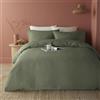 Serene Lindly Collection - Copripiumino Serene a nido d'ape, per letto singolo (140 x 200 cm), morbido al tatto, lussuoso, con motivo a griglia, verde kaki, biancheria da letto quadrata increspata