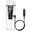 GRACEALL Bollitore Elettrico per Auto 12v e 24v, Piccolo Bollitore Elettrico da Viaggio 450ml per Camion,Auto, Taxi, per Preparare il Tè e il Latte Neonato, con Temperatura Regolabile, Tenere in Caldo