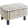 YMYNY Poggiapiedi 42 cm, Pouf Rettangolare con Stabili Gambe in Legno, Poggiapiedi Moderno in Tessuto di Lino Sgabello Cambio Scarpe per Soggiorno Camera da Letto Strisce HRF-BD215