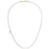 GAVU Collana Croce Uomo, Collana Uomo Perle di Conchiglia Bianche con Charm Croce Oro Religiosa 60cm