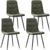 JIJIAN Set di 4 Sedie Sala da Pranzo, Sedie da Cucina in Tessuto Tecnologico, Sedie imbottite per Soggiorno con Gambe in Metallo Nero, Adatte per Sala da Pranzo, Sala d'attesa, Verde Oliva