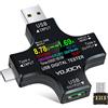 YOJOCK Tester USB Multimetro 3.6-32V 0-8.0A USB Voltmetro Volt Amperometro Digitale Tester di Tensione e Corrente Rilevatore Carica Batteria Caricabatterie USB Tester Elettrico