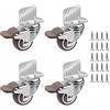 DBREAKS Ruote per Mobili 38MM, 4 Pcs Ruote Girevoli con Freno, Piastra di Montaggio a L, Ruote in Gomma con Cuscinetti A Sfera e 20 Viti, 360° Ruotabili, per Supporti per Fiori e Culle, Capacità 88kg