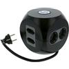 Amig - Base multipla da tavolo con interruttore Mod.5540 con 6 prese + 2 prese USB, multipla a forma di cubo con protezione da sovratensione, dimensioni: 12 x 12 x 12 cm, tensione massima: 250 V, nero