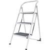 Amig - Scala pieghevole - Sgabello in acciaio con 3 gradini antiscivolo - Dimensioni: 72 x 65 x 101 cm - 150 kg - Finitura bianca con protezioni nere - Per uso professionale e domestico