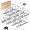 Abeillo Dissuasore piccioni in acciaio inox, 2 m, per corvi e passeri, gatti, spaventapasseri per balcone, tetto, recinzione, giardino, finestra, 8 file x 25 cm