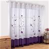 SIMPVALE 2 Pezzi Tenda per Interni, Viola 140x175 cm Tende per Finestre con Motivo a Floreale Ricamata, Tenda Semi Trasparente Voile con Occhielli per Camera da Letto e Salotto