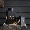 Lights4fun Set di 2 Lanterne di Halloween di Metallo Nero con LED a Pile per Esterni