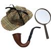 I LOVE FANCY DRESS LTD Kit per costume da detective vittoriano, cappello da cacciatore di cervi, tubo in stile vittoriano marrone e lente d'ingrandimento, set di accessori da 3 pezzi