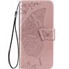 BAIDIYU Cover per TCL 505 Custodia, Slot Cart，Custodia a portafoglio in pelle PU di lusso Custodia Flip Folio, Cover per TCL 505.(Oro rosa)