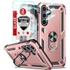 LeYi Cover per Samsung A55 5G con 2 x Pellicola Vetro Temperato +2 x Protezione Fotocamera, Custodia per Samsung Galaxy A 55 Militare 360° Anello Supporto TPU Bumper Antiurto, Rosa