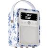 VQ Monty Radio DAB Plus/DAB con Cassa Bluetooth, FM e Radio Sveglia Funzione - Alimentata da Rete e Batteria Radio Portatile Vintage con Antenna, Presa Cuffie e Porta USB - Laura Ashley China Rose