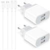 Nisiyama Caricatore iPhone, 4-Pack 2M Cavo con Caricabatterie for iPhone XR X XS 8 7 6 6S Plus 11 12 13 14 Pro Max Mini SE 5S 5 5C, Charger Carica Batteria 2.1A 5V USB Presa Spina Alimentatore Nisiyama