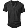 NITAGUT Henley - Maglietta da uomo in cotone, leggera, slim fit, a maniche corte, per il tempo libero, vintage, taglia S-XXL, Blu, L
