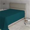 Italian Bed Linen Lenzuolo Sopra MAX COLOR Piazza e Mezza 180x300 cm, 100% Cotone Made in Italy - Lenzuola Letto Piazza e Mezza in Tinta Unita - VERDE PETROLIO