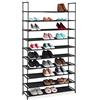 Relaxdays Scarpiera in TNT Sistema ad Incastro, a 10 Livelli, per 50 Paia di Scarpe, HLP 5 x 176 x 28 cm, Nero, Acciaio, 1 pz