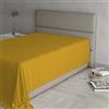 Italian Bed Linen Lenzuolo Sopra MAX COLOR Piazza e Mezza 180x300 cm, 100% Cotone Made in Italy - Lenzuola Letto Piazza e Mezza in Tinta Unita - SENAPE