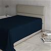 Italian Bed Linen Lenzuolo Sopra MAX COLOR Piazza e Mezza 180x300 cm, 100% Cotone Made in Italy - Lenzuola Letto Piazza e Mezza in Tinta Unita - BLU SCURO