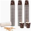 COFFISANO Set 150 Bicchierini Caffè 75 ml in Carta Marroni + 150 Palette in Legno; Bicchieri e Palettine Usa e Getta Monouso Riciclabili, per Ristoranti, Ufficio, Asporto, Bar, Espresso