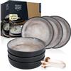 Moritz & Moritz VIDA Set di 6 piatti da cena, colore beige, piatti fondi per 6 persone, in porcellana, lavabili in lavastoviglie e adatti al microonde
