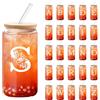 DETENE 550ml Bicchiere di Vetro con Coperchio Bicchiere da Birra con Coperchio e Cannuccia La Scelta Migliore per Regali Acronimi di Compleanno Maschile e Femminile o Regali di Natale (S)